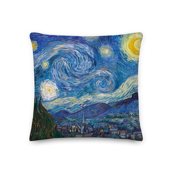 Vincent van Gogh  Starry Night  Premium Pillow - Aesthetic Inspired Fashion Vintage Art Print Gift for Art Lover