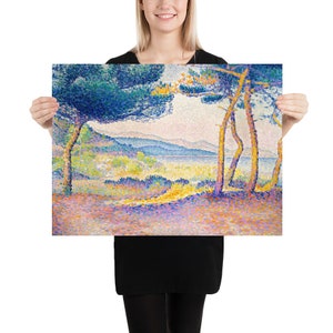 Póster Henri Edmond Cross Pines Along the Shore - Arte de pared de inspiración estética, impresión de arte vintage, regalo para amantes del arte