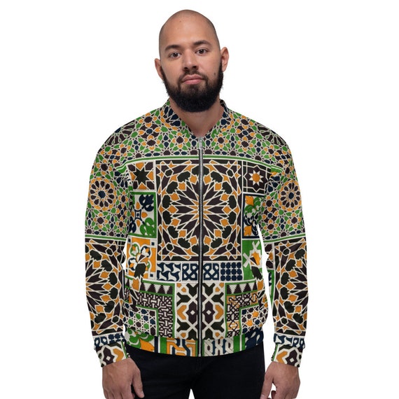 Unisex Bomber Jacket  Albert Racinet  Moresque pattern from L'ornement Polychrome - Fashion Art