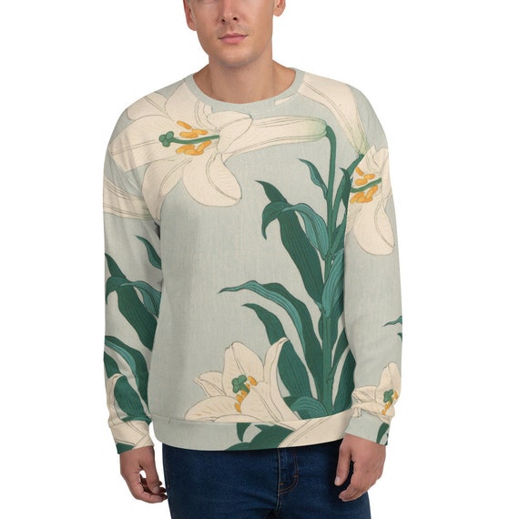 Unisex Sweatshirt  Ohara Koson  Lilies - Aesthetic Inspired Fashion Vintage Art Print Gift for Art Lover