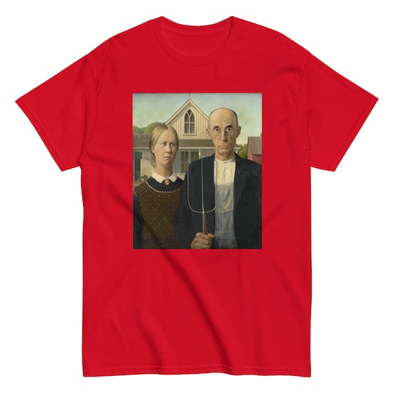 American Gothic Wood Men's classic tee - Aesthetic Inspired Fashion Vintage Art Print Gift for Art Lover