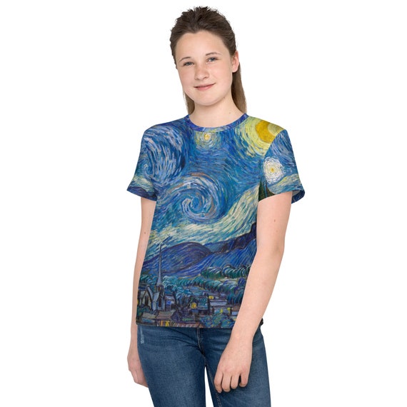 Vincent van Gogh, Starry Night. Youth crew neck t-shirt - Fashion Art