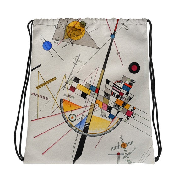 Drawstring Bag  Kandinsky  Composition - Aesthetic Inspired Fashion Vintage Art Print Gift for Art Lover