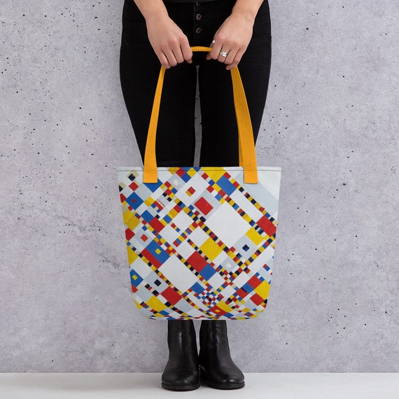 Tote Bag  Mondriaan  Composition Victory Boogiewoogie - Aesthetic Inspired Fashion Vintage Art Print Gift for Art Lover