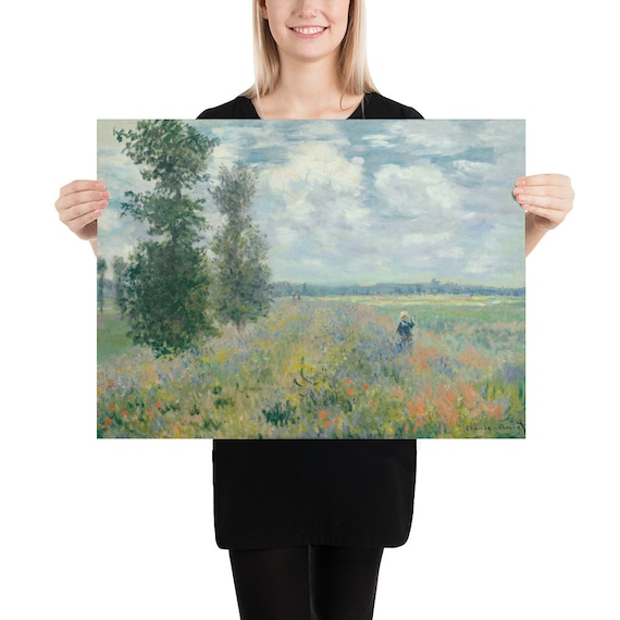 Poster  Claude Monet  Poppy Fields near Argenteuil - Aesthetic Inspired Wall Art Vintage Art Print Gift for Art Lover