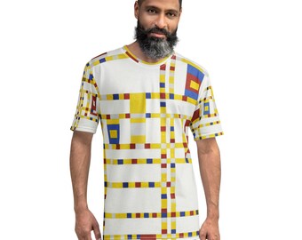 Piet Mondrian New York City Men's T-Shirt – Abstract Geometric Wearable Art Tee and Gift for Art Lovers