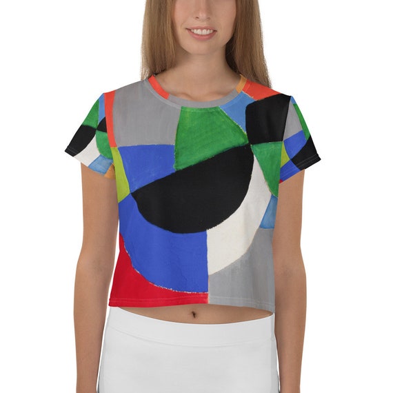 All Over Print Crop Tee   Sonia Delaunay  Rhythmic Color - Aesthetic Inspired Fashion Vintage Art Print Gift for Art Lover