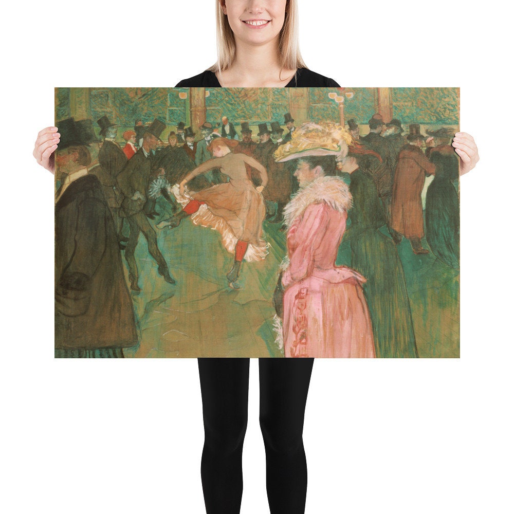 Poster  Henri de Toulouse-Lautrec  At the Moulin Rouge - The Dance - Aesthetic Inspired Wall Art Vintage Art Print Gift for Art Lover