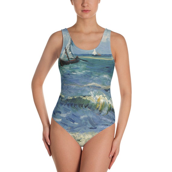 One-Piece Swimsuit  Vincent van Gogh  Seascape in France - Aesthetic Inspired Fashion Vintage Art Print Gift for Art Lover