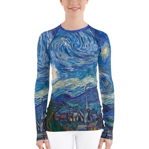 Vincent van Gogh  Starry Night  Women&#39;s Rash Guard - Aesthetic Inspired Fashion Vintage Art Print Gift for Art Lover