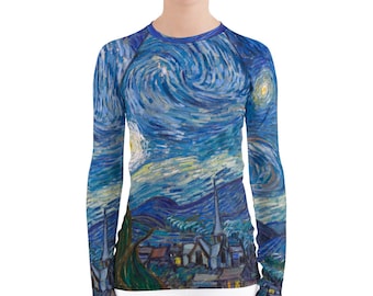 Vincent van Gogh  Starry Night  Women&#39;s Rash Guard - Aesthetic Inspired Fashion Vintage Art Print Gift for Art Lover
