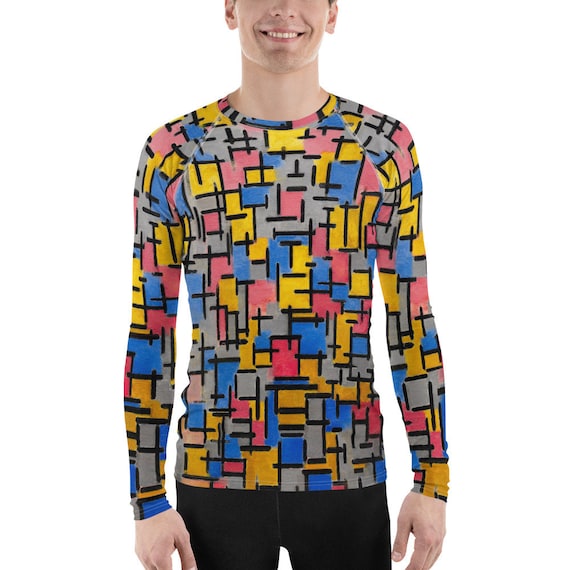 Men's Rash Guard  Mondriaan  Abstract Composition - Art and Fashion