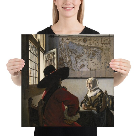 Poster  Johannes Vermeer  The Soldier and the Laughing Girl - Aesthetic Inspired Wall Art Vintage Art Print Gift for Art Lover