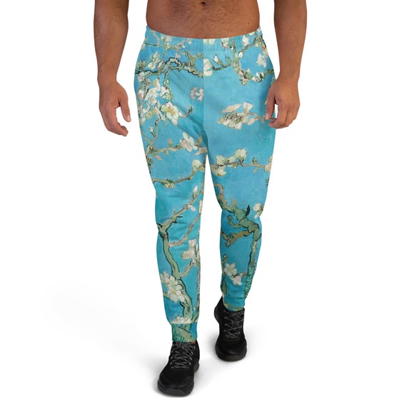 Men's Joggers  Vincent van Gogh  Almond Blossom - Aesthetic Inspired Fashion Vintage Art Print Gift for Art Lover