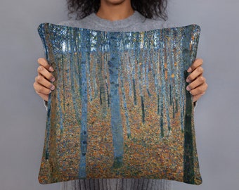 Basic Decorative Pillow  Gustav Klimt  The Forest - Aesthetic Inspired Fashion Vintage Art Print Gift for Art Lover
