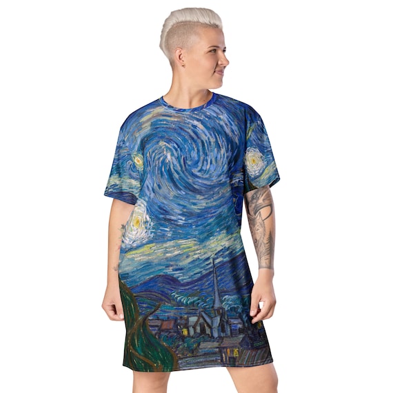 Vincent van Gogh  Starry Night  T-shirt dress - Aesthetic Inspired Fashion Vintage Art Print Gift for Art Lover