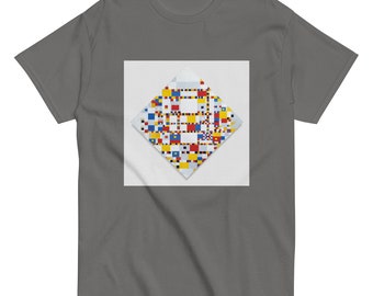 Piet Mondrian Boogie Men’s Classic T-Shirt – Geometric Abstract Wearable Art Tee Gift for Art Lovers