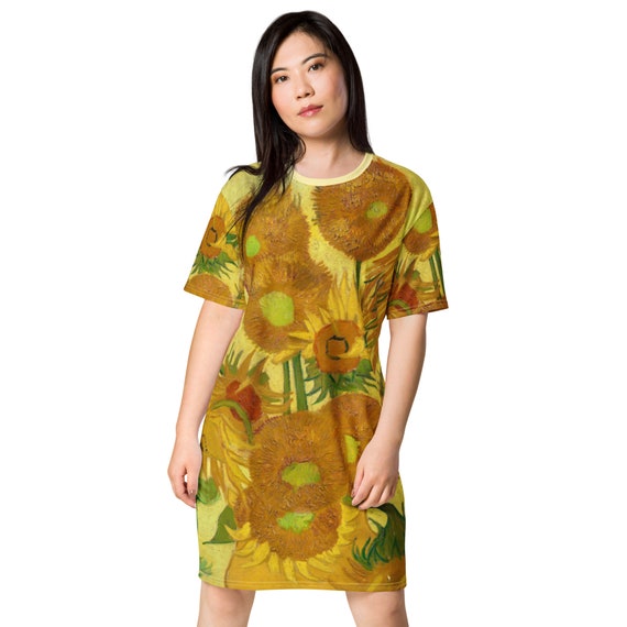 T-shirt dress  Vincent van Gogh  SunFlowers in a Vase - Aesthetic Inspired Fashion Vintage Art Print Gift for Art Lover