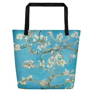 Sac de plage Vincent van Gogh amandier en fleurs - impression d&#39;art vintage inspirée de la mode, cadeau pour amateur d&#39;art