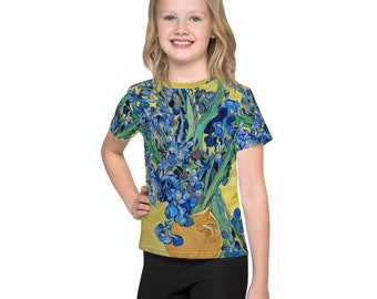 Kids crew neck t-shirt  Vincent van Gogh  Irises in a Vase - Aesthetic Inspired Fashion Vintage Art Print Gift for Art Lover