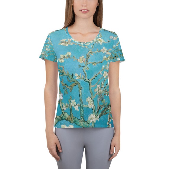 All-Over Print Women's Athletic T-shirt  Vincent van Gogh  Almond Blossom - Aesthetic Inspired Fashion Vintage Art Print Gift for Art Lover