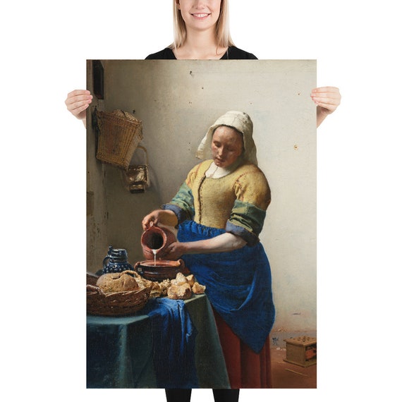 Poster - Wall Art - Home Decor - Johannes Vermeer  Milkmaid - Aesthetic Inspired Wall Art Vintage Art Print Gift for Art Lover