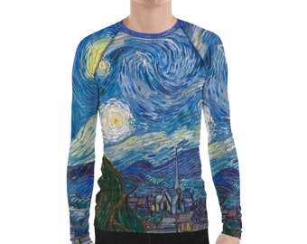 Vincent van Gogh  Starry Night  Men&#39;s Rash Guard - Aesthetic Inspired Fashion Vintage Art Print Gift for Art Lover