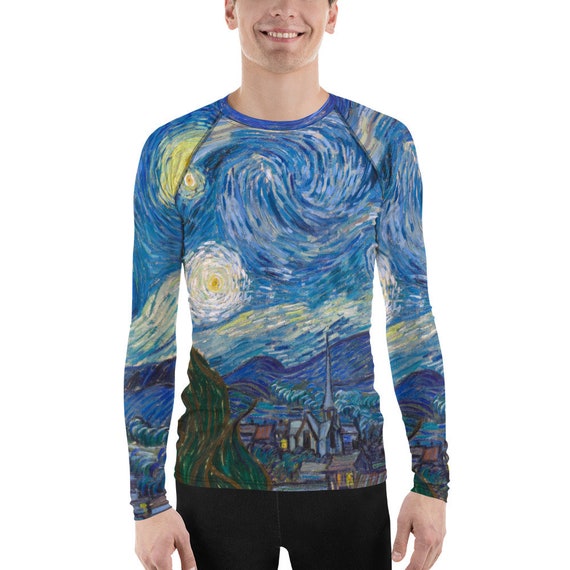 Vincent van Gogh  Starry Night  Men's Rash Guard - Aesthetic Inspired Fashion Vintage Art Print Gift for Art Lover