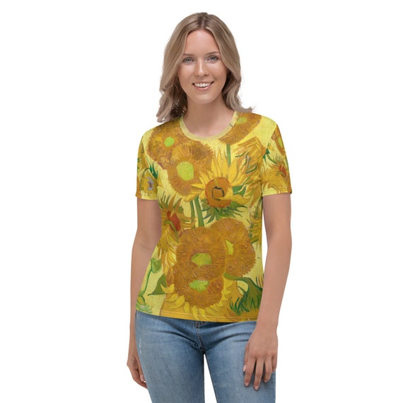 Women's T-shirt  Vincent van Gogh  SunFlowers in a Vase - Aesthetic Inspired Fashion Vintage Art Print Gift for Art Lover