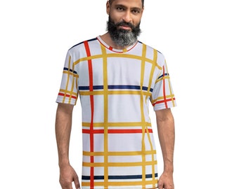 Mondrian Art Men’s T-Shirt – Geometric Abstract Wearable Art Tee Gift for Art Lovers and Design Enthusiasts