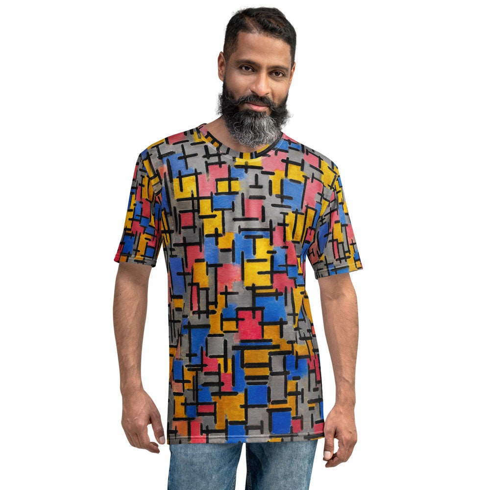 Discover Men's T-shirt. Mondriaan, Composition In Red, Yellow and Blue