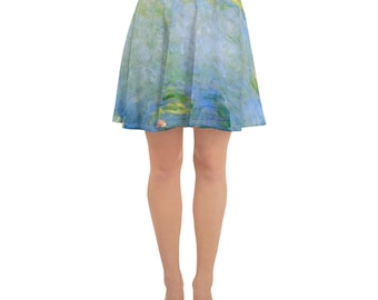 Claude Monet Water Lilies Skater Skirt – Impressionist Floral Wearable Art Gift for Art Lovers