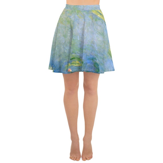 Skater Skirt  Claude Monet  Water Lilies - Aesthetic Inspired Fashion Vintage Art Print Gift for Art Lover