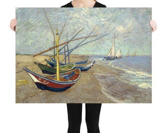 Poster - Wall Art - Home Decor - Vincent van Gogh  Fishing Boats on the beach of Les Saintes-Maries-de-la-Mer - Wall Art Art