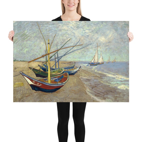 Poster - Wall Art - Home Decor - Vincent van Gogh  Fishing Boats on the beach of Les Saintes-Maries-de-la-Mer - Wall Art Art