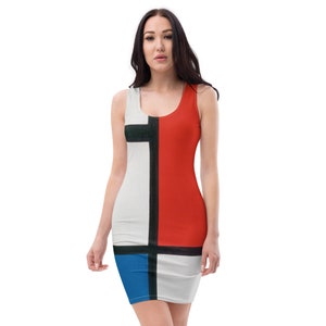 Piet Mondrian  Composition in Red and Blue. Sublimation Cut & Sew Dress