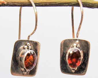 Fine Vintage Silver Earrings -  with Garnet gems.