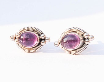 Stunning Vintage Silver Earrings. Unique design. With Amethyst gems.