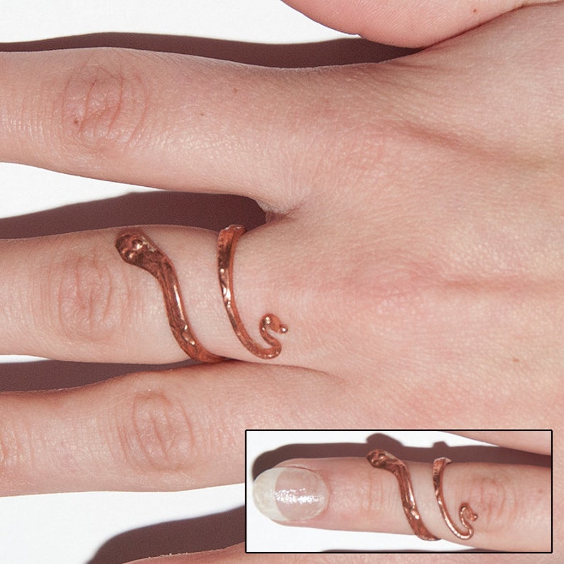 Handmade Copper Snake Ring One size fits all.