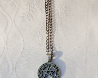 Vintage GOTHIC pendant on long silver coloured Chain.