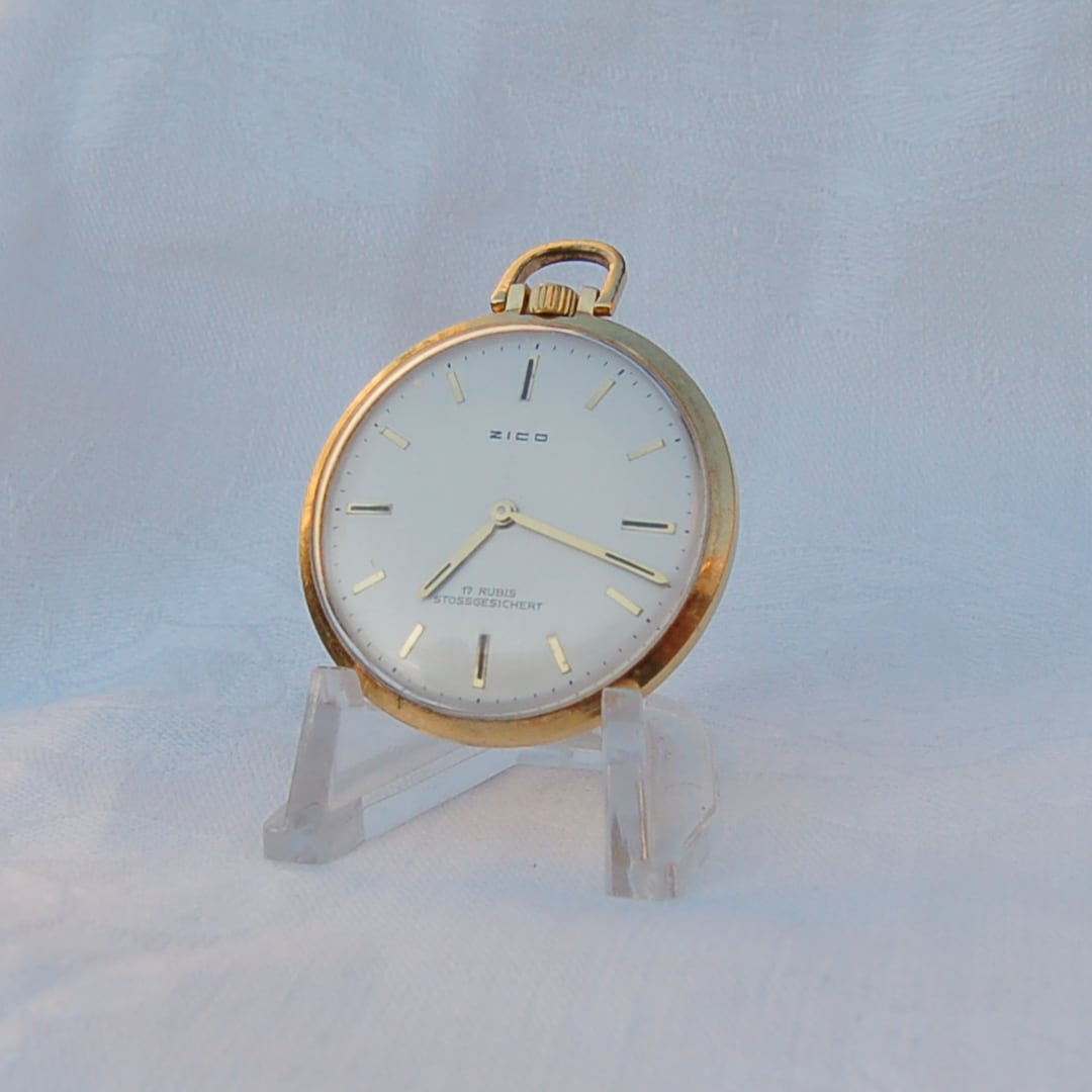 Montre De Poche Vintage Zico Mécanique Manuelle - Cadran Blanc, Boîtier Laiton, Très Bon état