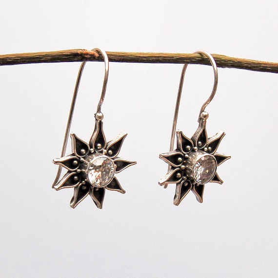 Stunning Vintage Silver Earrings. Unique design. With Zirconia Etsy