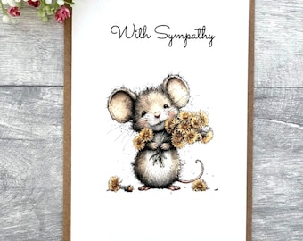 Mouse Sympathy Card - Woodland Bereavement Condolence - Thinking of You