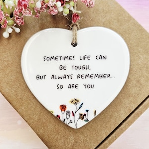 Stay Strong Ceramic Heart – Thinking Of You Gift – Encouragement, Sympathy or Motivational Keepsake Ornament