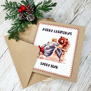 Buon Natale Papà Orsetto / Cartoline fatte a mano / A papà a Natale / Cartolina di Natale per papà / Buon Natale papà