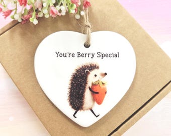 You're Berry Special Hedgehog Gift - Ceramic Ornament Keepsake - Friendship Gift