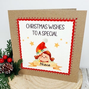 Souhaits de Noël à une nièce spéciale | Carte de Noël faite à la main pour nièce | | de cartes de Noël carte de Noël pour filles | | de Noël Carte en tissu