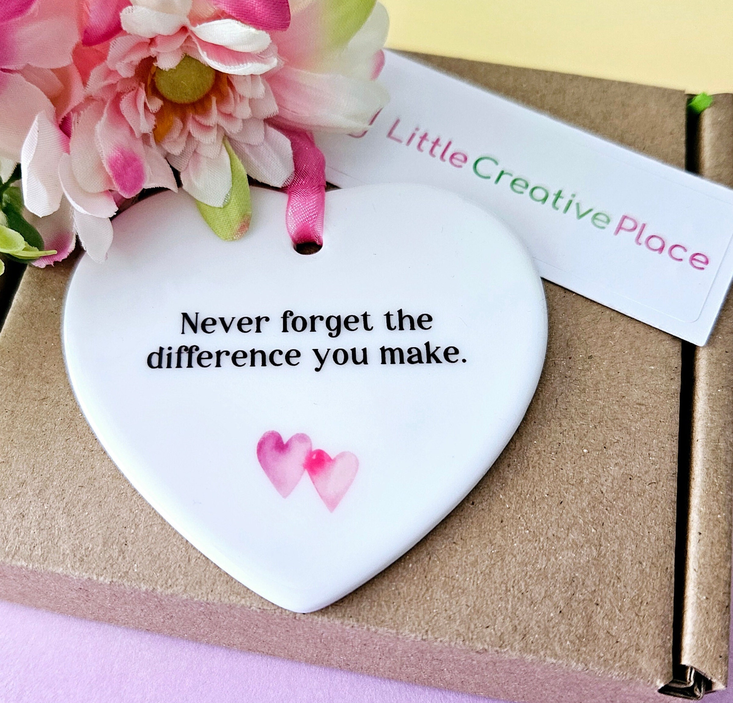 Targa In Ceramica A Forma Di Cuore Con Frase Ispiratrice - Regalo Di Ringraziamento Per Amici E Famiglia - 3