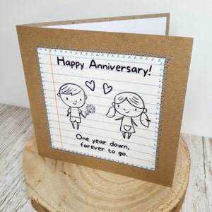 First Anniversary Card | One Year Down Forever To Go | Anniversary Card | One Year Married | Happy First Anniversary | Handmade