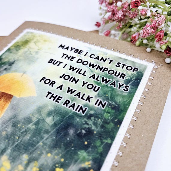 Hey Chimp Trauerkarte – „Can't Stop The Downpour“ | Beileidskarte Für Verlust Von Mama, Papa, Freund | Inkl. Umschlag